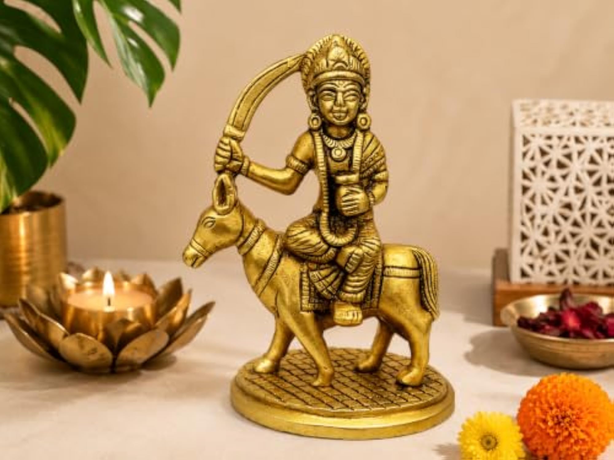 Sheetla MATA Brass Religious Idol with Heavy Base, 4.5 inch