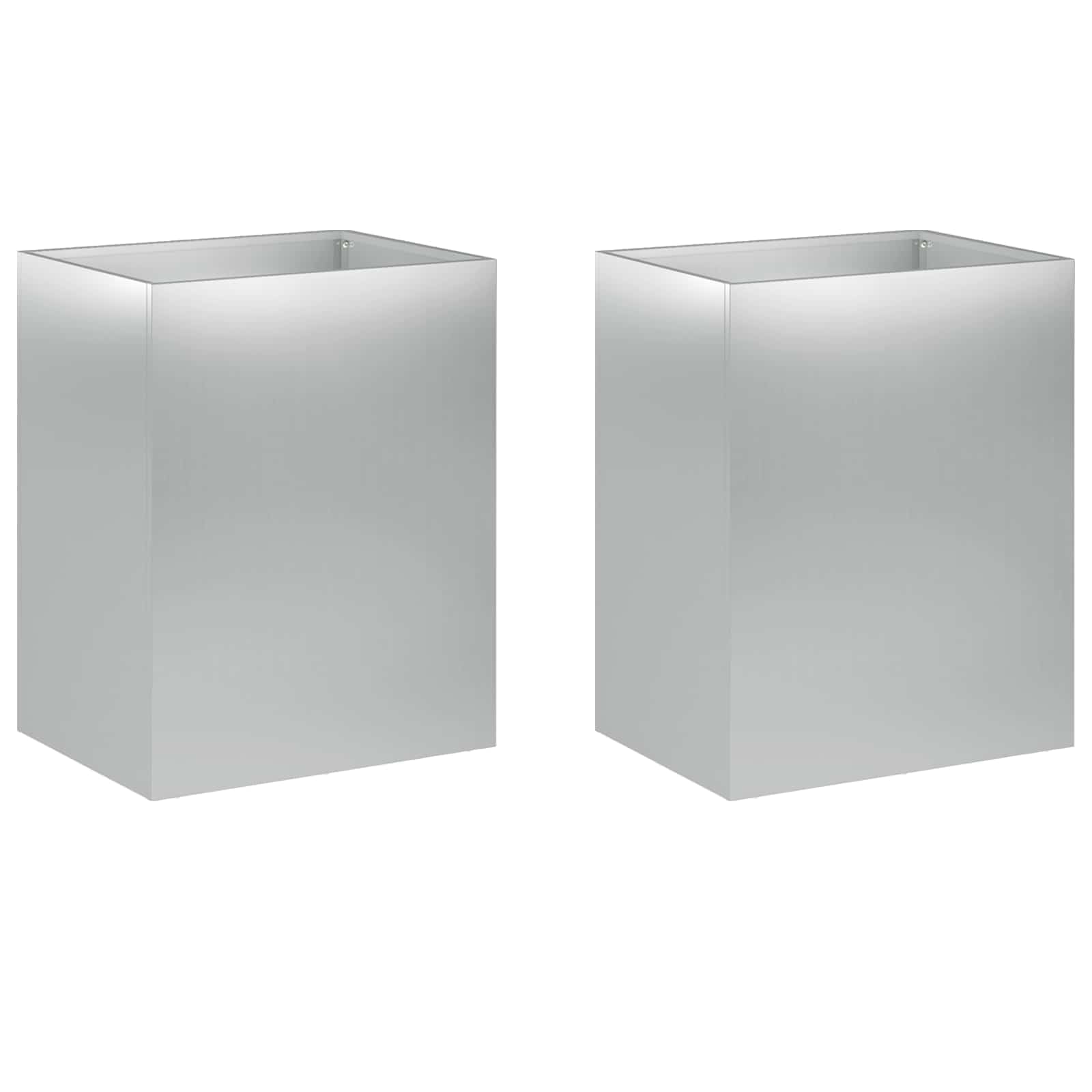 vidaXL Garden Planter 2 pcs Silver 40 x 30 x 50 cm Galvanised Steel — image 1