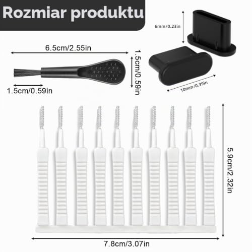 WeddHuis 1 zestaw do czyszczenia smartfonów USB C, szczotki do czyszczenia telefonu, zatyczka przeciwpyłowa do złącza, głośnika i mikrofonu