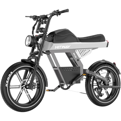 HITWAY Bicicleta Eléctrica, Fat Bike 20×4,5 Pulgadas, MTB Eléctrica Todoterreno para Hombre, Batería 48V 25Ah, Motor 250W hasta 25 km/h, 7 Velocidades, Frenos Hidráulicos, Autonomía 80-100 km