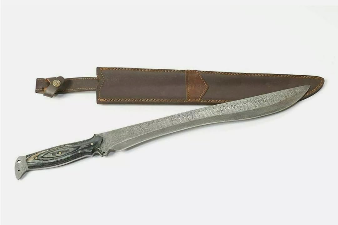 Empire - 30 Inch Long Handmade Damascus Steel Full Tang Hunting Sword With Sheath - Pakka Wood Grip - Sharpe Edges - Hunting Sword - Hand Forged Iberian Sword - Best Gift For Him - Anniversary Gift