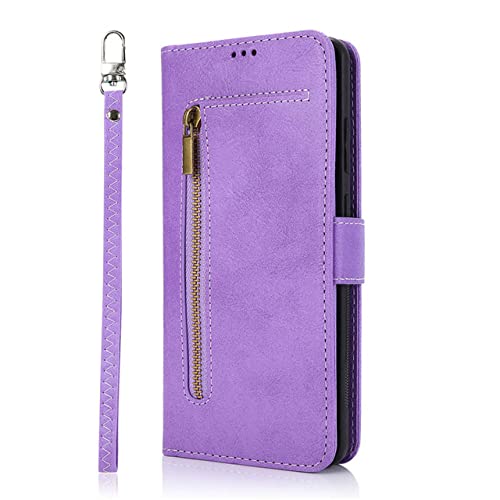 Étui portefeuille en cuir violet pour Samsung Galaxy S20 Plus et S21 S22