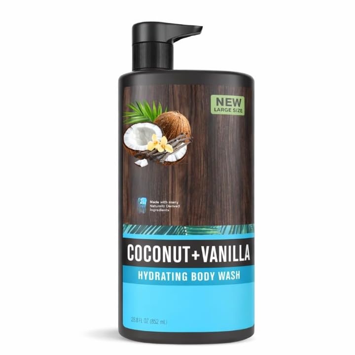 Coconut Vanilla Hydrating Body Wash for Men 28 8 fl oz Moisturizing Daily Cleanser for Dry Skin Rich