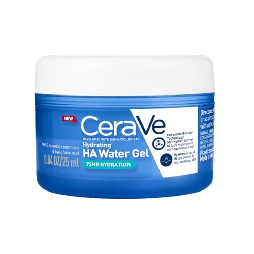 Image of CeraVe HA Water Gel with Hyaluronic Acid, Ceramides & Niacinamide for Plumpy hydration|Oil-free gel moisturizer| 3 sec fast absorption| Dermat recommended for Women & Men| 25 ml
