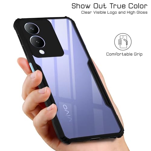 Image of Jkobi Back Case Cover for Vivo Y17s (Shockproof with Polycarbonate Clear Panel | Professional Black)