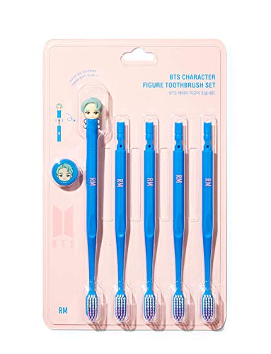 [BTS Merchandise for Girls] BTS Character Figure Toothbrush Set with Convenient Magnetic Holder (5 Set, RM)