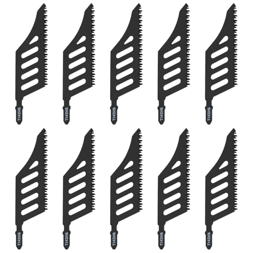 Lot de 10 lames de scie sauteuse avec coupe affleurante tige en T pour bois, liège, contreplaqué, panneaux de fibres