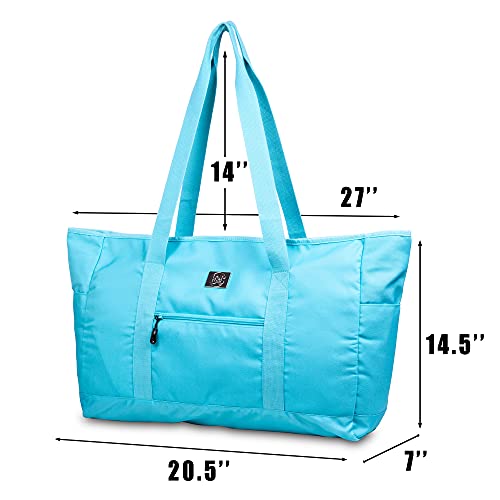 Large Canvas Tote Beach Bag - Top Zipper Closure - Waterproof Lining - XL Tote Bag With Many Pockets For Beach Gym And… - Image 5