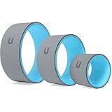 unycos - Ruedas de Yoga Antideslizantes, Resistentes y Ligeras, Kit de 3 Unidades 32 cm/26 cm/16,5 cm Accesorios para Estirar la Espalda, Mejorar la Flexibilidad y Aliviar el Dolor (Azul)