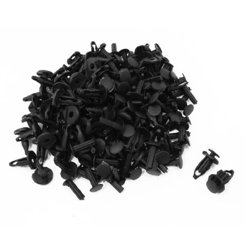sourcing map 100Pcs Vehículo Puertas Panel Forro Moldura Clip Grapas Negro 15mm 6mm Clip para Bandeja de Maletero