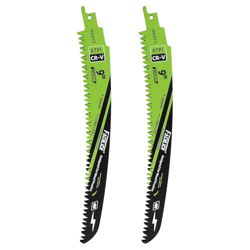 Image of Japanese Teeth Reciprocating Saw Blade 9Inch - Saber Saw Blades Wood Pruning, 2pcs Curved Edge 6TPI for Tree Trimming, Wood /PVC Pipe Cutting, Cr-V Sabre Blades