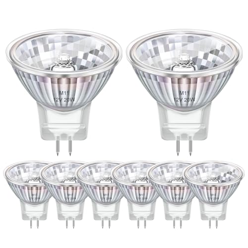 Lampadina Alogena 12v 20w Gu4 mr11, Faretto Alogeno GU4 2800k Bianco Caldo Dimmable, per la Casa, Paesaggio, Incasso, Illuminazione a Binario, Confezione da 8