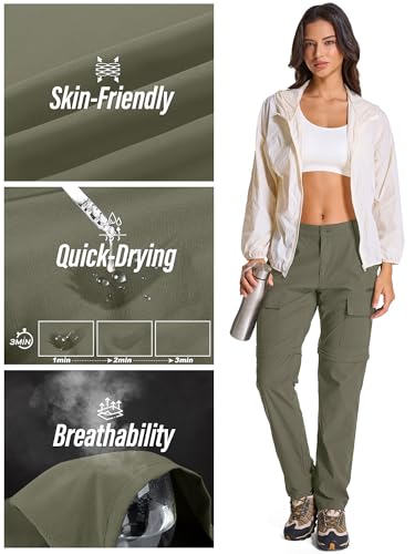 Womens Hiking Pants Convertible Quick Dry Stretch Lightweight Zip Off Outdoor Safari Pants with Cargo Pockets3