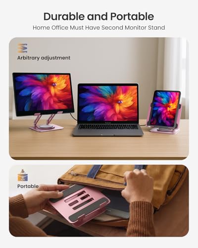 Image of LOXP Metal Tablet Stand, 360 Rotating iPad Stand with Heavy-Duty Base, Tablet Holder Compatible with 4.7-16.9 inch Device, iPad Pro Air Mini, Kindle, Surface Tablet, Portable Monitors - Pink