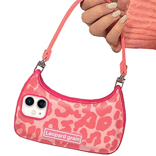 Ceckooty Compatible with iPhone 11 Case Cute Aesthetic Pink Leopard Print Wallet-Shaped with Strap Bracelet Chain Shockproof Protective Case for Women Girls