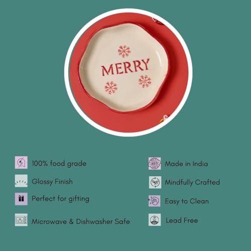 Image of WEAVING HOMES Premium Ceramic Merry Handmade Dessert Plate (Set of 1) - Plates, Dessert Plates, Ceramic Plates, Plate Set, Handmade Plates, Small Plates, Dinnerware Plates