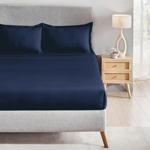 Image of myTrident Bedsheet for Double Bed King Size | 108 inch x 108 inch | Iron Blue