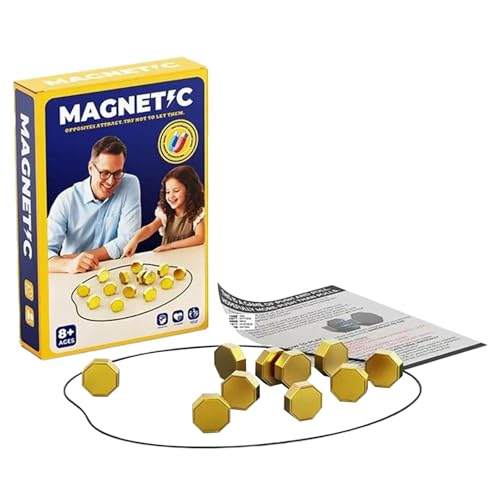 Juego de Ajedrez Magnético, Juego de Estrategia en Mesita con 20 Piezas Magnéticas y Cordón Ajustable, Juegos Portátiles Educativos de Damas para Niños y Adultos, Reuniones Familiares, Viajes