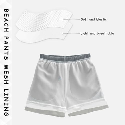 Pigsaly Boys Swim Trunks Cartoon White Cute Cat Persian Kitty Boys Board Shorts Swimsuit Swimwear Summer Bathing Suit 4T4