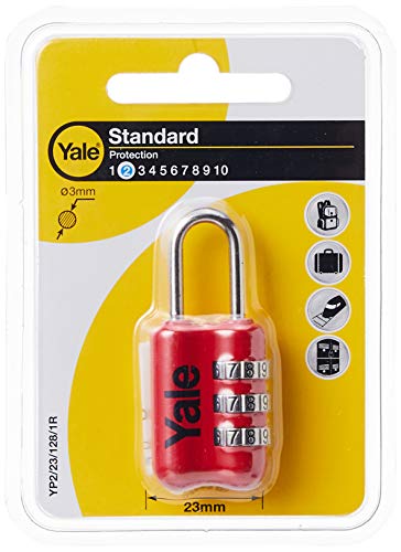 Yale Lucchetto da Viaggio Combinazione YYP2/23/128/1R Rosso, ideale per borse e valigie