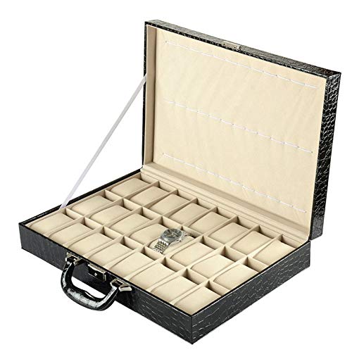 Scatola Porta Orologi e Gioielli Organizzatore, Modello da donna da uomo in coccodrillo con 36 slot, grande scatola for orologio, contenitore da esposizione, custodia for organizzatore, vassoio, regal