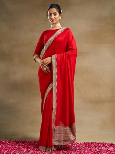 Kasee red silk navratri saree – image 2