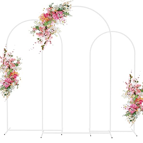 Wokceer Wedding Arch Backdrop Stand 7.2FT, 6.6FT, 6FT Set of 3 White Metal Wedding Arch Stand for Wedding Ceremony Baby Shower Birthday Party Garden Floral Balloon Arch Decoration
