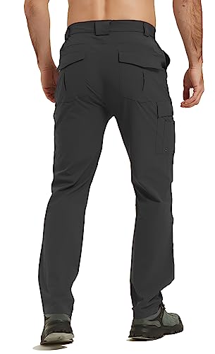 Men's Hiking Cargo Work Pants Waterproof Lightweight Quick Dry Outdoor Fishing Travel Mountain Tactical Pants Dark Gray M