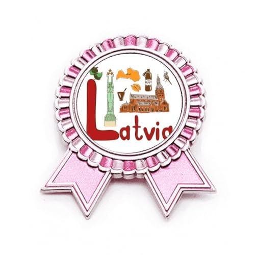 Broche rose symbole Lettonie en métal taille M pour accessoire de veste