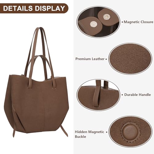 Tote Bag Handtasche Damen Umhängetasche Große Shopper Tasche PU Leder Schultertasche mit Geldbörse Henkeltaschen Gross Tragetasche für Reisen Einkauf Geschenk – Bild 4