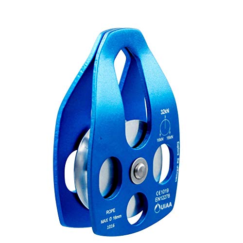 BEPM Escalada De Roca Polea Polea Escalada Escalada Polea 32Kn Cuerda De Rescate Polea CE/Uiaa Arborista Aparejo Escalada En Roca Equipo De Supervivencia De Rescate-1 Pieza Azul