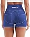 YEOREO CoreFlex Denim Look Pocket 3.6'' Workout Shorts for Women Scrunch High Waisted Yoga Gym Shorts Blue S
