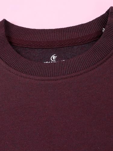 Image of KiddoPanti Boys Solid Round Neck Full Sleeve Fleece Sweatshirt | 60% Cotton 40% Polyester | Soft Warm Winter Pullover | Ribbed Cuffs & Hem | Casual Winter Sweatshirt for Kids