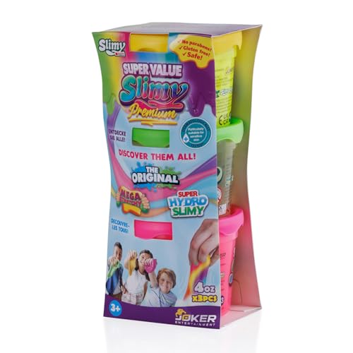 Slimy Super Value 3er-Pack - Original Slime Set mit 3 verschiedenen Spielmassen in 9 Farben, maximaler Spielspaß für Kinder mit Schleim und elastischer Spielknete