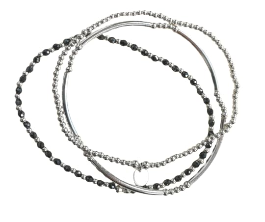 Lot de trois bracelets en perles argent 925 élastique
