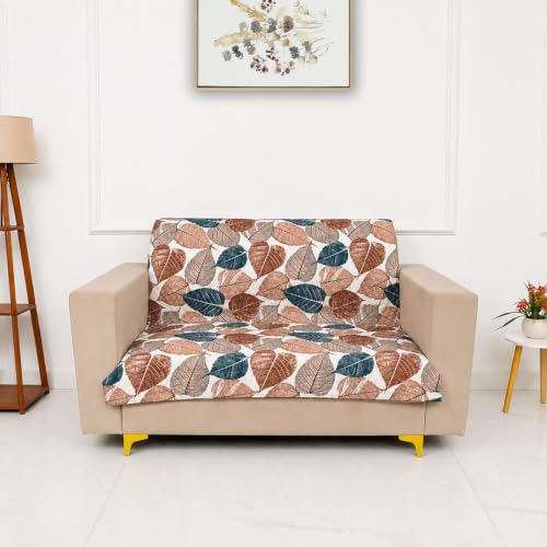 Image of Homerz Premium Printed Quilted Velvet Sofa Slip Cover Protector, Sofa Mat, Exact Size, Antislip Cover (Folia, 2 Seater, Full)