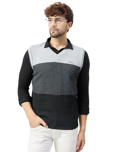 Image of Kvetoo V Neck Sleeveless Winter Wool Sweater for Men