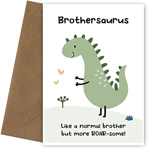 Dinosaur Birthday Card for Brother from Sister or Brother - Brothersaurus Card - Bday Card for Bro from Little Boy, Girl or Toddler. Perfect for little brother or big bro on his birthday Cover