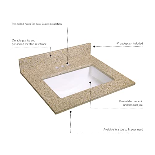Design House 563155 Single Bowl Granite Vanity Top 25", Golden Sand #TOP2
