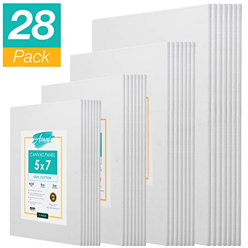 Preprimed Painting Canvas Panels, 28 Boards MultiPack, 5 x 7, 8 x 10