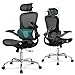 DEVAISE Sedia da Ufficio Ergonomica con Schienale Traspirante a Sezioni, Poggiatesta 3D Regolabile, Braccioli Regolabili, Supporto Lombare, Funzione Dondolo, Sedia Ergonomica per Home Office, Nero