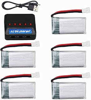 RoaringTop 1S 400mah 3.7V 25C lipo-Battery Soft Case Battery with 5 in1 Charger for MOLEX plus for RC Airplane Quadcopter Helicopter Drone Quadcopter FPV Model Racing
