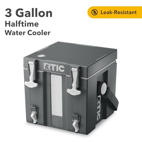 RTIC Halftime Water Cooler Portable Carrier Container, Drink Beverage Dispenser, Stackable with 2 Taps, Bottleless, BPA-Free, for Sports, Camping, BBQ, Parties, Picnic, & More, Dark Grey & Cool Grey - Thumbnail 2