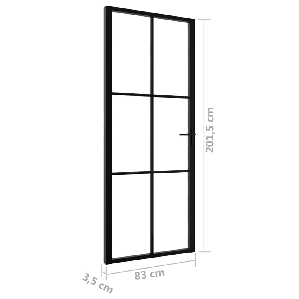 Drzwi wewnętrzne ESG, szkło i aluminium, 83 x 201,5 cm, czarne, materiały budowlane, drzwi, drzwi domowe