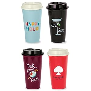 kate spade new york Reusable Coffee Cups with Lids, Travel Tumbler Set of 4, 16oz BPA-Free Plastic Cups with Lids, Coffee Mugs for Hot or Cold Drinks, Happy Hour kate spade new york Reusable Coffee Cups with Lids Travel Tumbler Set of 4 16oz BPA Free Plastic Cups with Lids Coffee Mugs for Hot or Cold Drinks Happy Hour