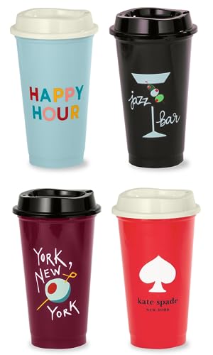 kate-spade-new-york-Reusable-Coffee-Cups-with-Lids-Travel-Tumbler-Set-of-4-16oz-BPA-Free-Plastic-Cups-with-Lids-Coffee-Mugs-for-Hot-or-Cold-Drinks-Happy-Hour kate spade new york Reusable Coffee Cups with Lids Travel Tumbler Set of 4 16oz BPA Free Plastic Cups with Lids Coffee Mugs for Hot or Cold Drinks Happy Hour