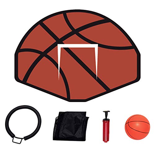 Tatub 12FT Trampoline for Kids and Adults, Outdoor Fitness Trampoline with Basketball Hoop, Enclosure, Ladder, Spring Cover Padding, Basketball