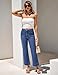 luvamia Wide Leg Jeans for Women Trendy High Waisted Flare Jeans Cropped Denim Pants Stretchy Baggy with Patch Pockets Wide Leg Denim Pants for Women Pants for Womens Fashion Darkness Blue Size 2
