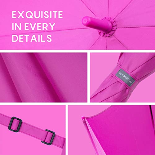 Rumbrella Hot Pink Umbrella Auto Open With J Hook Handle, 50In Stick Umbrellas Windproof #TOP4