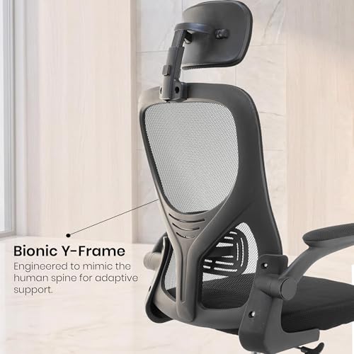 Image of Black | High Back Imported Mesh Fabric Boss Office Chair | Y Design Ergonomic Back Support | 2D Aero Design Adjustable Armrests | Synchro Tilt Lock Mechanism | Adjustable Lumbar